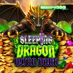 Tampilan visual slot Sleeping Dragon Ultra Dark dengan naga hitam dan emas